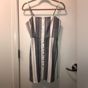 LOVE CRAZY - Striped Black, Tan & White Strappy Dress size Small
